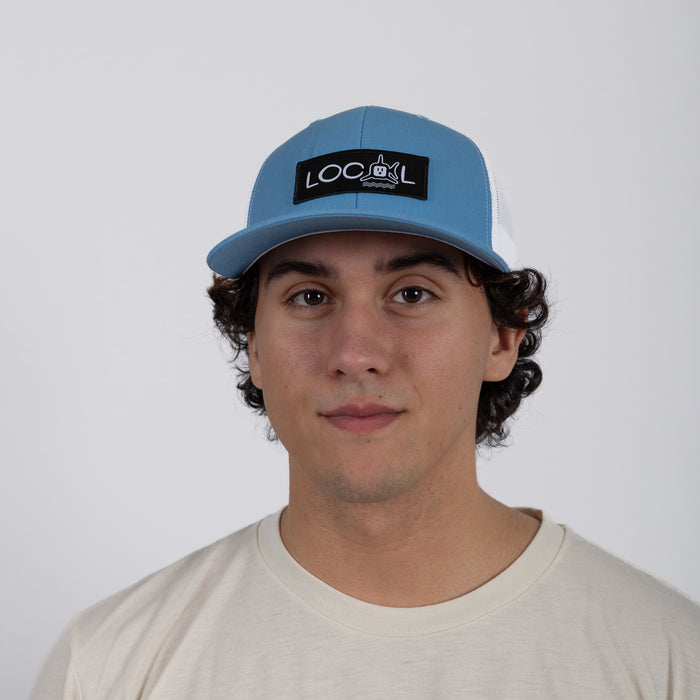 White Local Trucker - Cyan/White