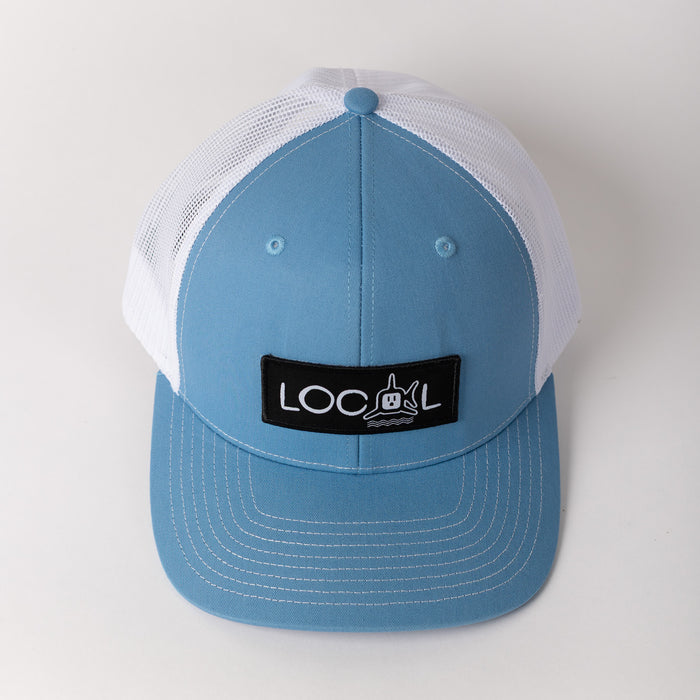 White Local Trucker - Cyan/White