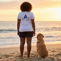 White NAUTI DAUGI T-SHIRT-NAVY BLUE LOGO