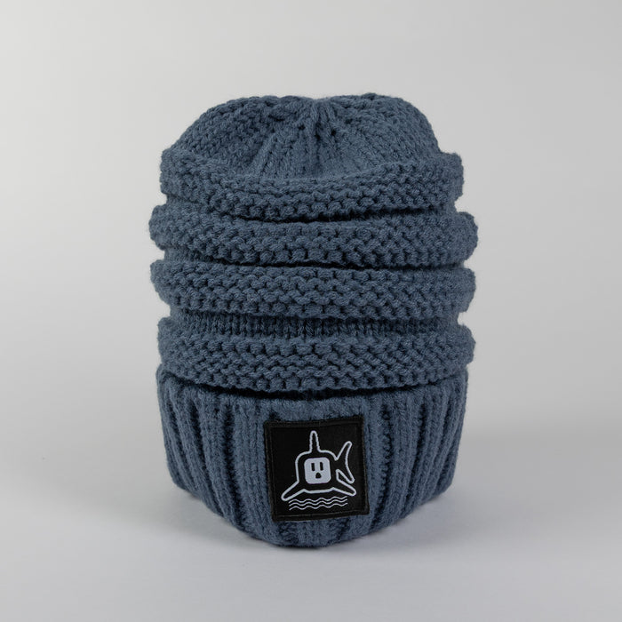 White Shark Knit Beanie - Denim