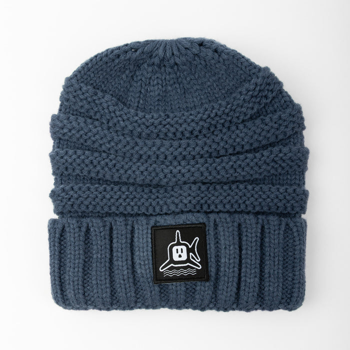 White Shark Knit Beanie - Denim