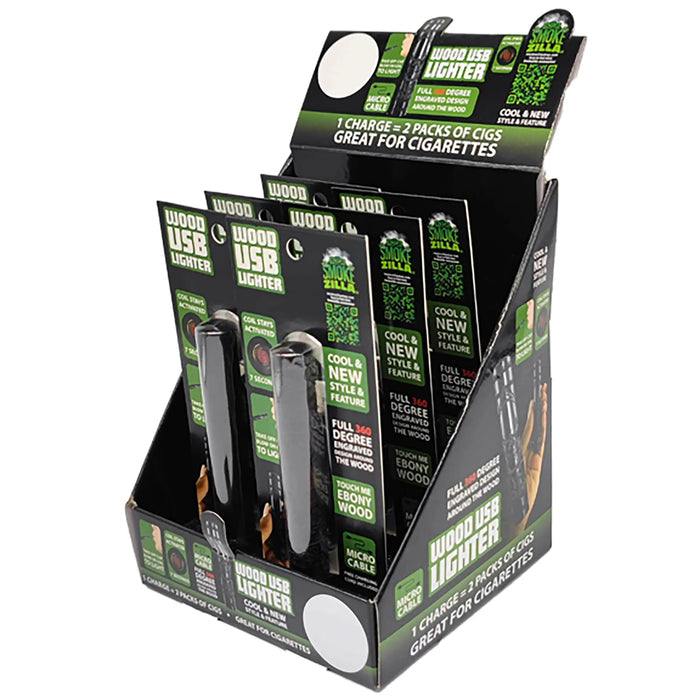 Wood Usb Coil Lighter Tube - 6 Pieces Per Retail Ready Display 22688 SMOKEZILLA