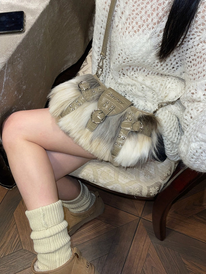 Y2K Faux Mink Fur Underarm Bag