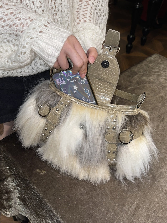 Y2K Faux Mink Fur Underarm Bag