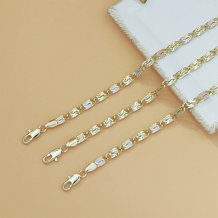 💎 ZDAJ 50 % POPUSTA! 👑 Unisex zapestnica s tribarvnimi členi - zlata/roza/srebrna, fasetiran brus in zaponka v obliki hobotnice - klasični členi, moderen sijaj 💛-SI