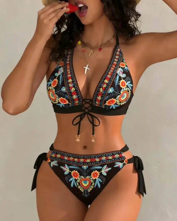 Ženski bikini set s etničkim cvjetnim printom-HR